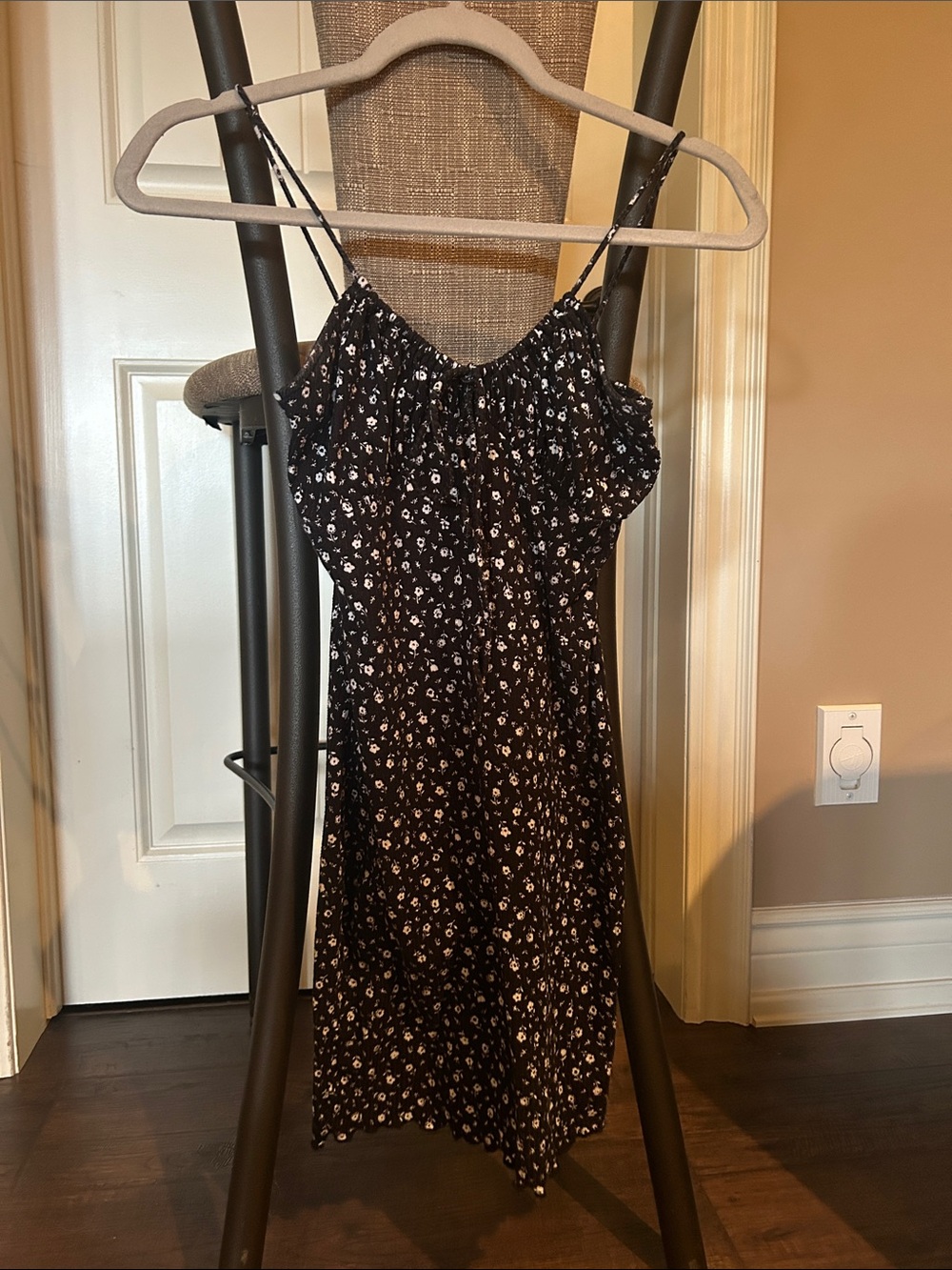 Black Floral Spaghetti Strap Sundress